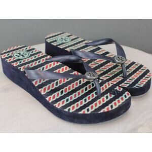 Tory Burch Flip Flops Womens 9.5 Blue Thong Sandals